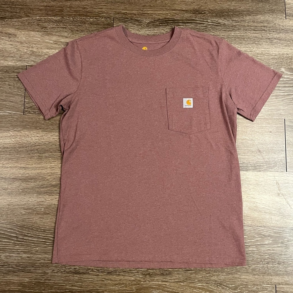 Carhartt Heavyweight Short Sleeve Pocket T-Shirt Heathered Apple Butter Medium - Picture 2 of 6